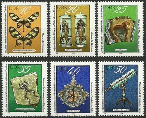 Poštové známky DDR 1978 Exponáty Vìdeckého muzea v Drážïanech Mi# 2370-75