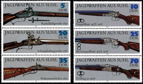 Poštové známky DDR 1978 Lovecké zbranì Mi# 2376-81