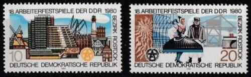 Poštové známky DDR 1980 Festival pracujících Mi# 2514-15