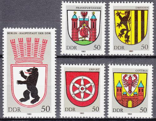 Poštové známky DDR 1983 Mìstské erby Mi# 2817-21 Kat 5€