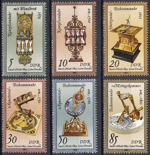 Poštové známky DDR 1983 Sluneèní hodiny Mi# 2796-2801