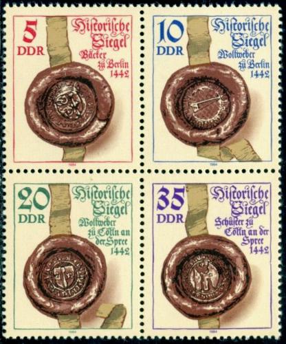 Poštové známky DDR 1984 Historické peèetì Mi# 2884-87 Kat 6€