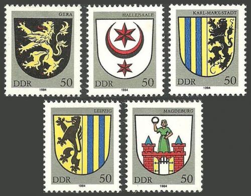 Poštové známky DDR 1984 Mìstské erby Mi# 2857-61 