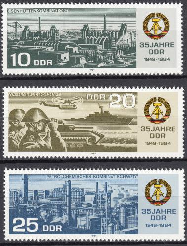 Poštové známky DDR 1984 Vznik republiky, 35. výroèie Mi# 2893-95