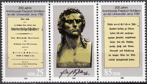 Potov znmky DDR 1989 Friedrich Schiller Mi# 3254-55