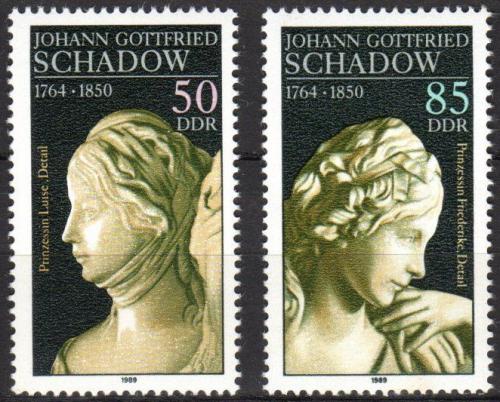 Potov znmky DDR 1989 Sochy, Johann Gottfried Schadow Mi# 3250-51 - zvi obrzok