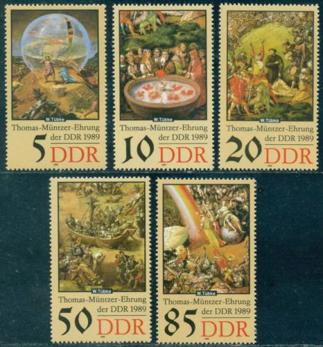 Potov znmky DDR 1989 Umenie, Werner Tbke Mi# 3269-73