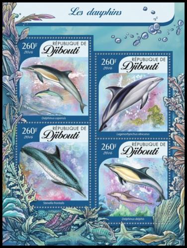 Poštové známky Džibutsko 2016 Delfíny Mi# 909-12 Kat 12€