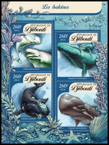 Poštové známky Džibutsko 2016 Ve¾ryby Mi# 904-07 Kat 12€