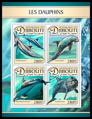 Poštovní známky Džibutsko 2017 Delfíni Mi# 1488-91 Kat 11€