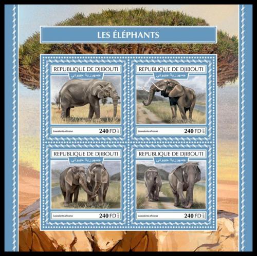 Poštové známky Džibutsko 2017 Slony Mi# 2012-15 Kat 10€