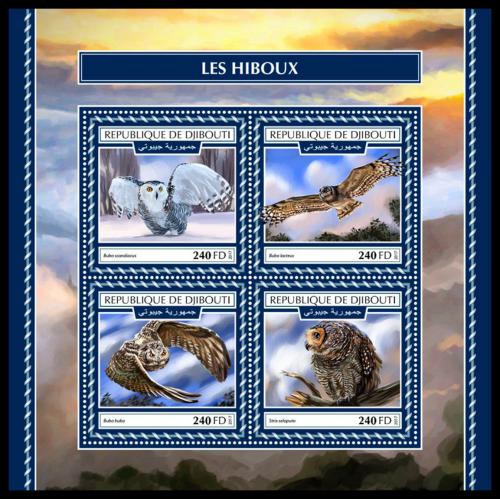 Poštové známky Džibutsko 2017 Sovy Mi# 2002-05 Kat 10€