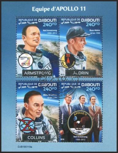 Potov znmky Dibutsko 2019 Prieskum Msce, mise Apollo 11 XA Mi# 2795-98 Kat 10
