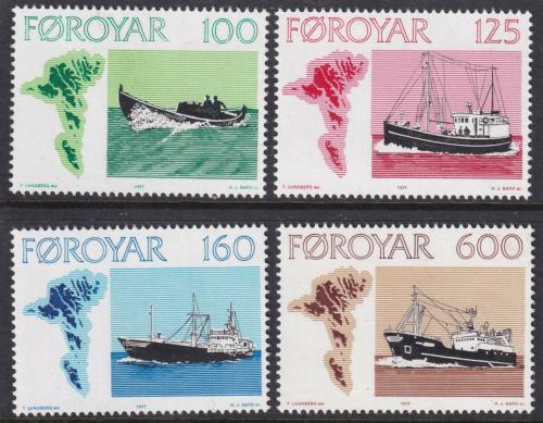 Poštové známky Faerské ostrovy 1977 Rybáøské lode Mi# 24-27 Kat 8€