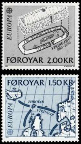 Poštové známky Faerské ostrovy 1982 Európa CEPT, historické události Mi# 70-71