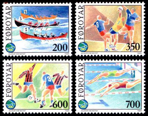 Poštové známky Faerské ostrovy 1989 Športovní hry Mi# 186-89