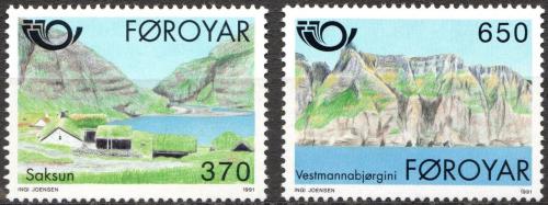 Potov znmky Faersk ostrovy 1991 NORDEN, turistick zaujmavosti Mi# 219-20 - zvi obrzok
