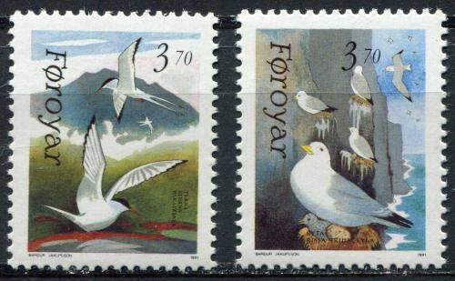 Poštové známky Faerské ostrovy 1991 Vtáci Mi# 221-22