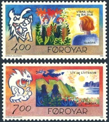 Poštové známky Faerské ostrovy 1995 Európa CEPT, mír a svoboda Mi# 278-79