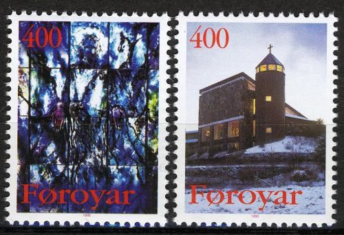 Poštové známky Faerské ostrovy 1995 Kostel Marie Mi# 289-90
