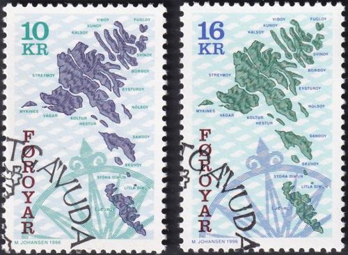 Potov znmky Faersk ostrovy 1996 Mapy 1A Mi# 303-04 Kat 7