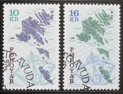 Poštové známky Faerské ostrovy 1996 Mapy Mi# 303-04
