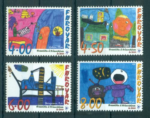 Poštové známky Faerské ostrovy 2000 Dìtské kresby Mi# 375-78