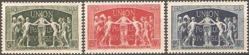Potov znmky Franczsko 1949 UPU, 75. vroie Mi# 868-70