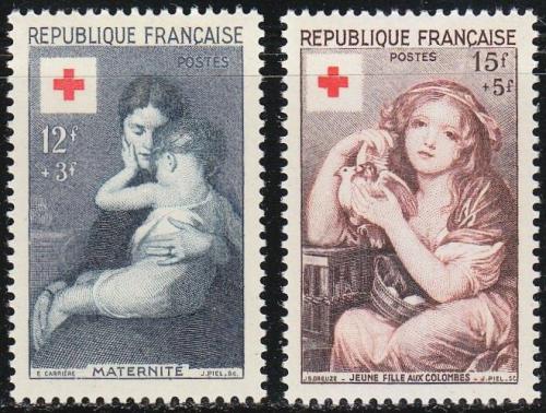 Potov znmky Franczsko 1954 erven kr, umenie Mi# 1032-33 Kat 22