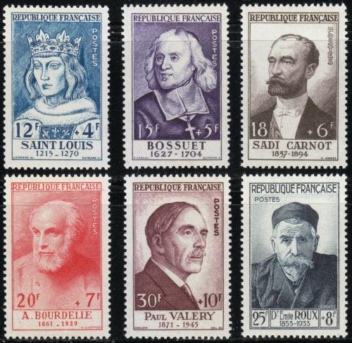 Potov znmky Franczsko 1954 Osobnosti TOP SET Mi# 1015-20 Kat 150