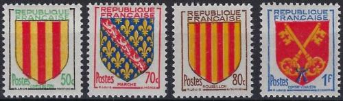 Potov znmky Franczsko 1955 Znaky provinci Mi# 1072-75