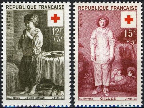 Potov znmky Franczsko 1956 erven kr, umenie Mi# 1117-18 Kat 6 - zvi obrzok