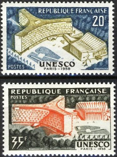 Potov znmky Franczsko 1958 Budova UNESCO v Pai Mi# 1214-15 - zvi obrzok