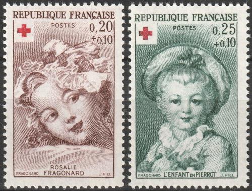 Potovn znmky Francie 1962 erven k, umn Mi# 1418-19