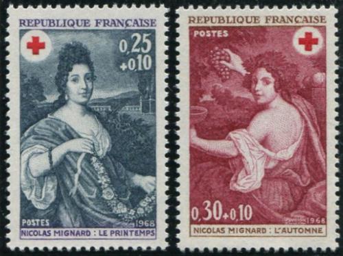 Potov znmky Franczsko 1968 erven kr, umenie, Nicolas Mignard Mi# 1647-48 - zvi obrzok