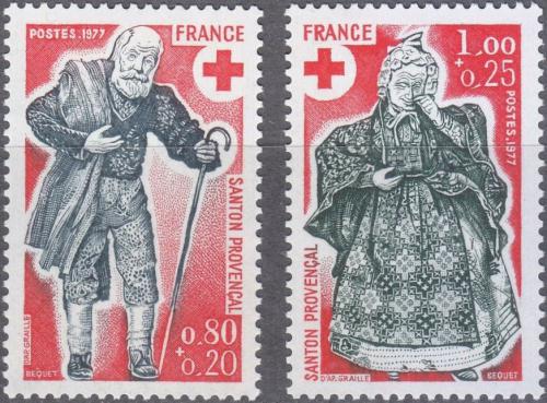 Potov znmky Franczsko 1977 erven kr, vnon figurky Mi# 2054-55