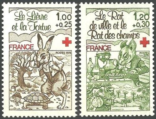 Potov znmky Franczsko 1978 erven kr, bajky Mi# 2129-30
