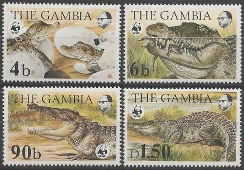 Poštové známky Gambia 1984 Krokodýl nilský, WWF TOP SET Mi# 517-20 Kat 65€