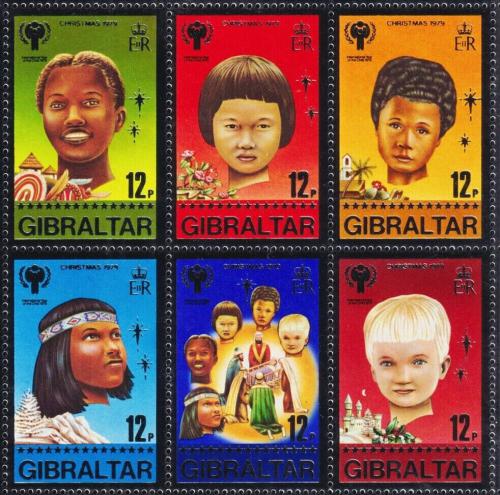 Poštovní známky Gibraltar 1979 Vánoce, Mezinárodní rok dìtí Mi# 395-400