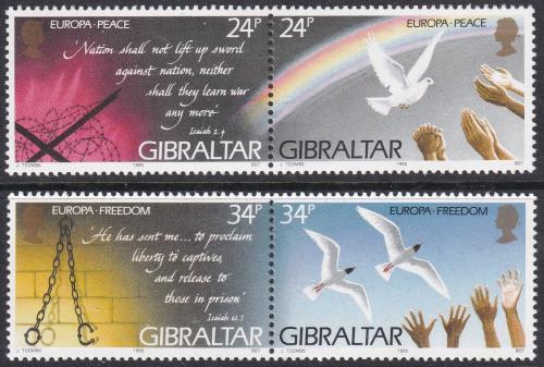 Poštové známky Gibraltár 1995 Európa CEPT, mír a svoboda Mi# 710-13 Kat 6€