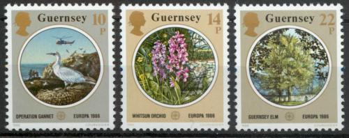 Poštové známky Guernsey 1986 Európa CEPT, ochrana pøírody Mi# 358-60