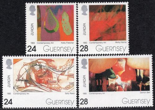 Potov znmky Guernsey 1993 Eurpa CEPT, modern umenie Mi# 608-11 - zvi obrzok