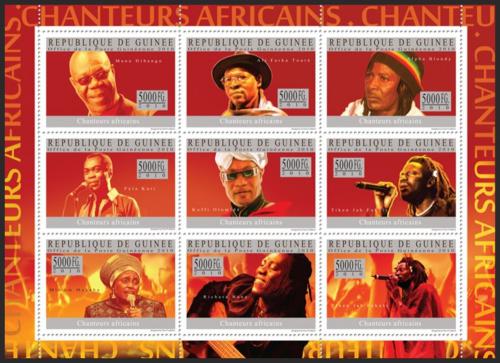 Poštové známky Guinea 2010 Africkí speváci Mi# 7279-87 Kat 18€