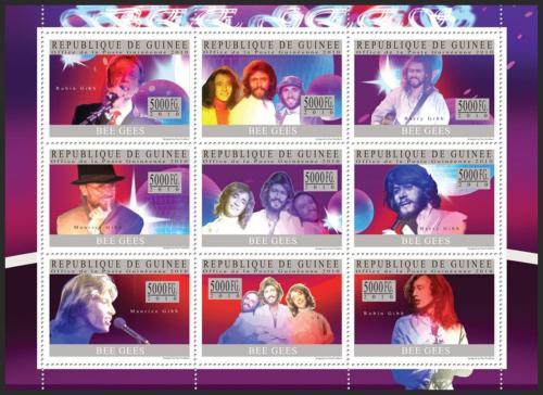 Poštové známky Guinea 2010 The Bee Gees, hudební skupina Mi# 7449-57 Kat 18€