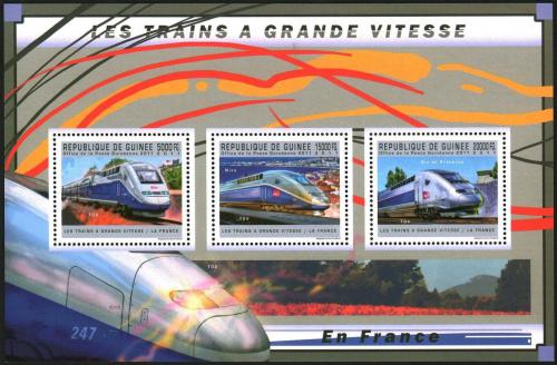 Poštové známky Guinea 2011 Francúzské moderní lokomotívy Mi# 9019-21 Kat 16€