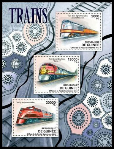 Poštové známky Guinea 2012 Americké lokomotívy Mi# 9288-90 Kat 16€