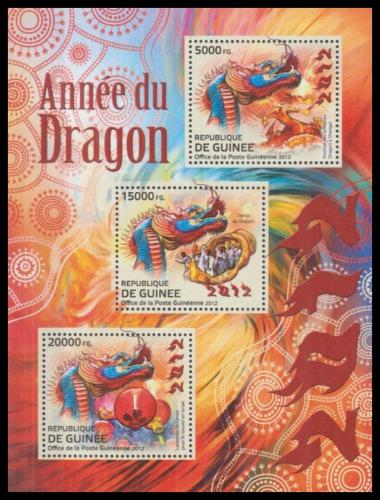 Poštové známky Guinea 2012 Èínský nový rok , rok draka Mi# 9296-98 Kat 16€