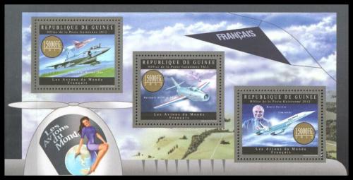 Poštovní známky Guinea 2012 Francouzská letadla Mi# 9563-65 Kat 18€