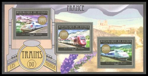 Poštovní známky Guinea 2012 Francouzské lokomotivy Mi# 9585-87 Kat 18€