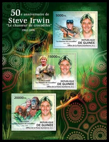 Poštové známky Guinea 2012 Steve Irwin, dokumentarista Mi# 9244-46 Kat 16€